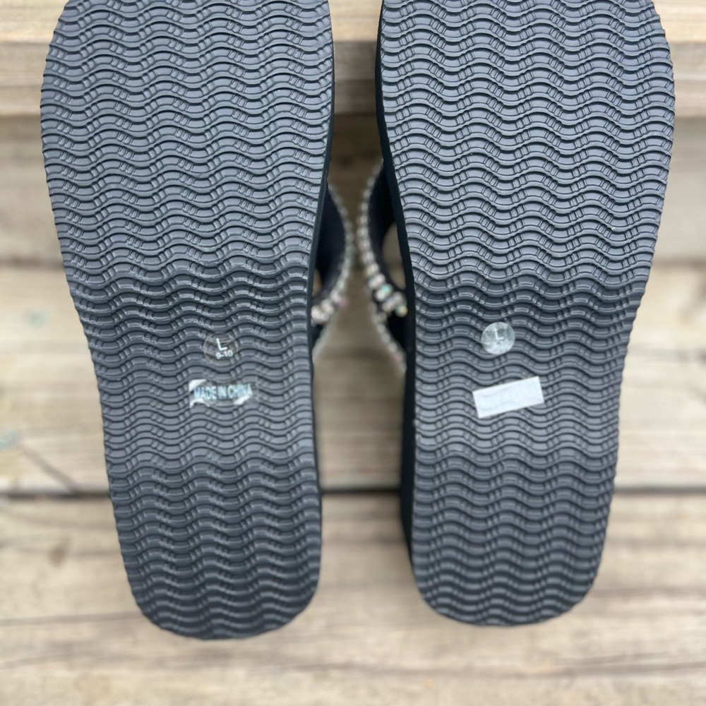 Black Rhinestone Sandals - Picture 2 of 7